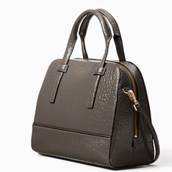 Kate Spade Gray Croc-Embossed Satchel with Gold Hardware  NWOT - Picture 13 of 14